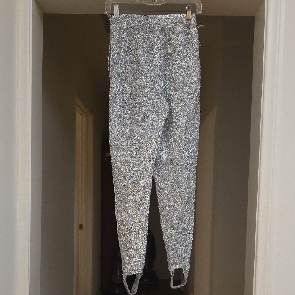 NEW RHODE LAURA TEXTURED SILVER METALLIC STIRRUP PANTS SIZE XS - Picture 3 of 11